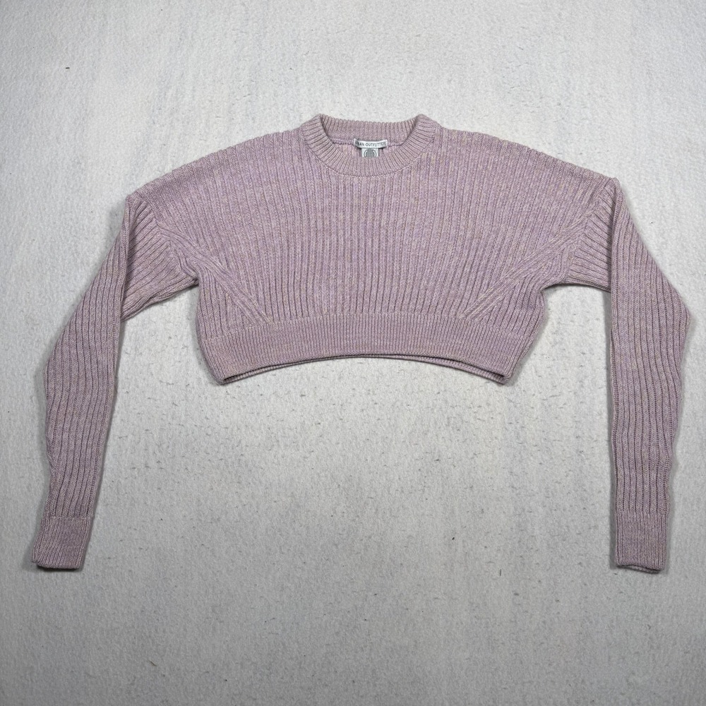 Urban Outfitters Lavender Purple Marl Ribbed Knit Cropped Crew Neck Sweater XS
